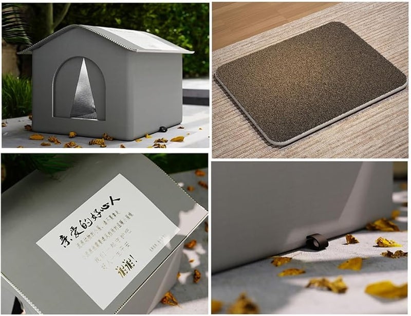 مأوى خيمة القط الأزرق مقاوم للعوامل الجوية فسيح 42x42x42 سم للقطط الضالة في الهواء الطلق - Image 5